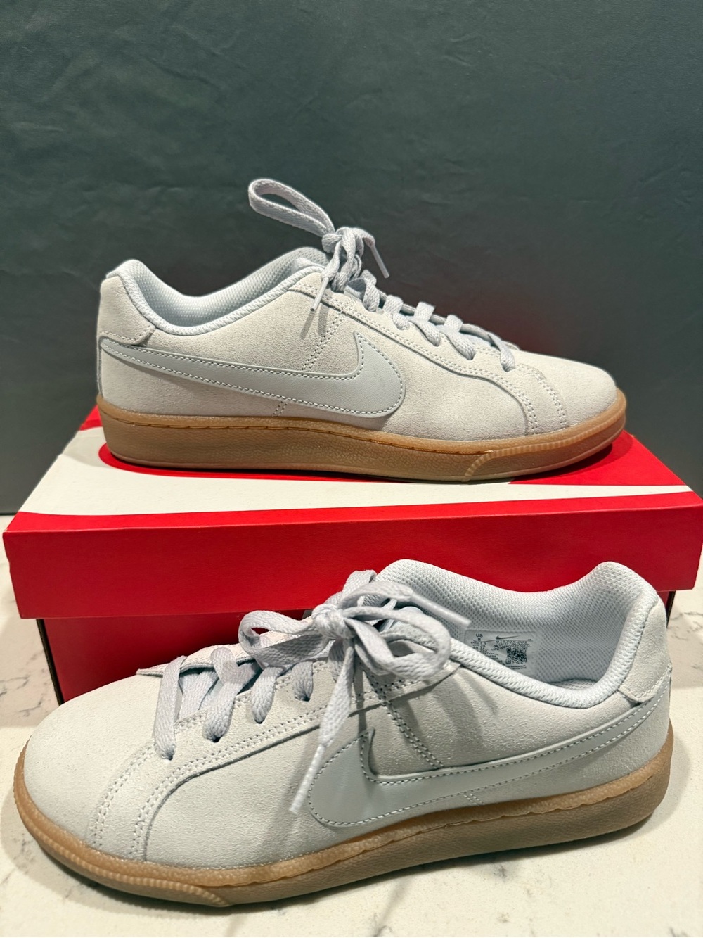 Nike Light Gray Suede Sneakers with Gum Sole - Picture 10 of 10